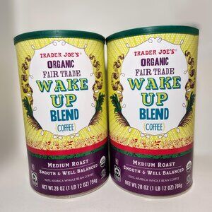 2X Trader Joe's Organic Fair Trade Wake Up Blend Coffee 28 oz Whole Bean Medium